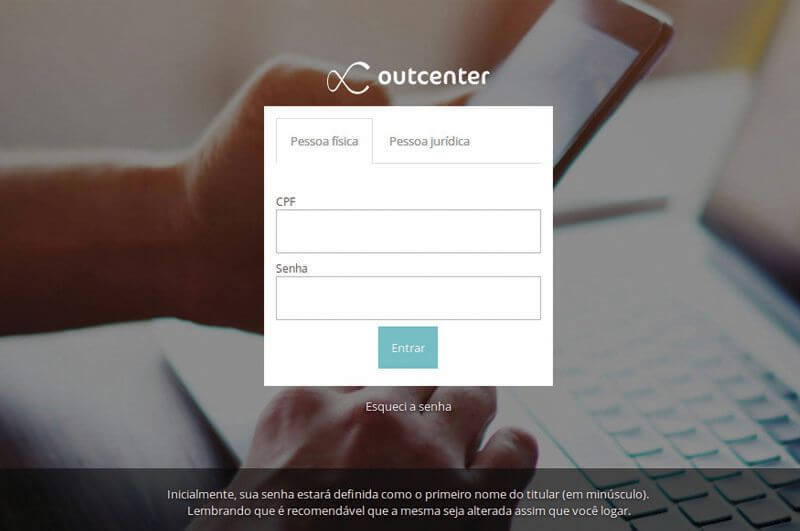 Área do Assinante da Outcenter desenvolvido pela aplico soluções